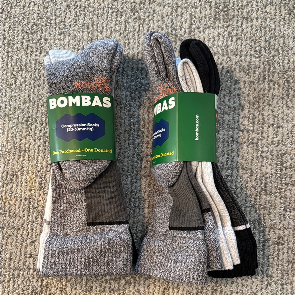 Bombas Compression Socks - Gray and Black
